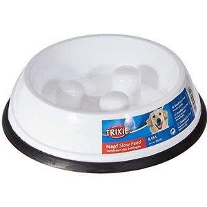 Trixie Slow Feed Plastic Hondenkom 0,45 Liter (Pack van 1), kleur willekeurig verzonden