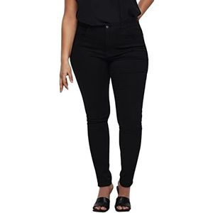 ONLY CARMAKOMA Dames Skinny Jeans Grote Maten Hoge Taille Denim Broek Grote Maten Plus Size Slim Fit Jeans, Colour:Black, Size:48W / 34L
