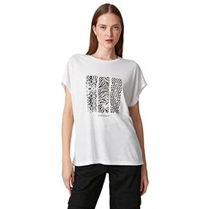 Koton T-shirt met dierenprint voor dames, wit (000), M
