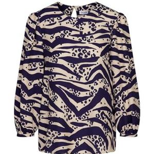 Seidensticker Dames Shirtblouse - Fashion Blouse - Regular Fit - Ronde hals - 7/8-arm - 100% viscose, Donkerblauw, 34