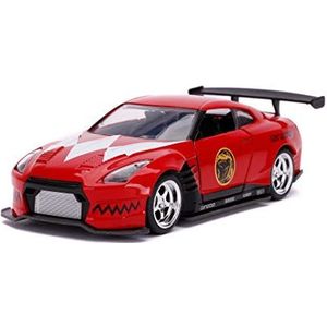 Jada Toys 253252009 Power Rangers, 2009 Nissan GT-R, R35, speelgoedauto uit Die-cast, deuren om te openen, schaal 1:32, metallic rood