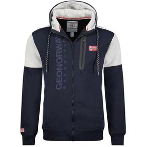 Geographical Norway Fagozip Heren capuchontrui kangoeroezak heren - sweatshirt logo pullover capuchon warme lange mouwen - heren lente zomer herfst winter (marineblauw S), Marineblauw, S