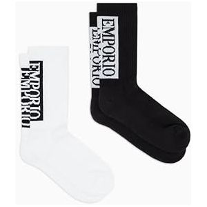 EMPORIO ARMANI MAN'S BASIC SPONS 2-PACK SOKKEN KORT ZWART TU, Zwart, One size