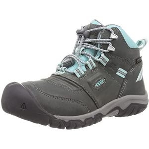 KEEN Unisex-Child Ridge Flex Mid Height waterdichte lederen wandelschoenen, Grijs/Blauwe Tint, 1 Big Kid