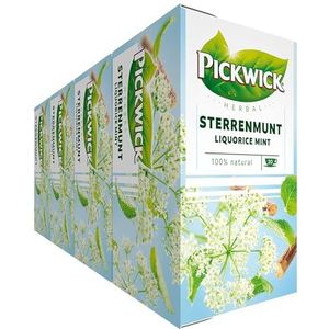 Pickwick Herbal Liquorice Mint Kruidenthee met Sterrenmunt (80 Theezakjes - 100% Natuurlijk) - Cafeïnevrij - 4 x 20 Zakjes