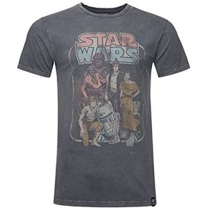 Recovered Star Wars Return of The Jedi Group Comic Donkergrijs Burnout T-shirt, Meerkleurig, S