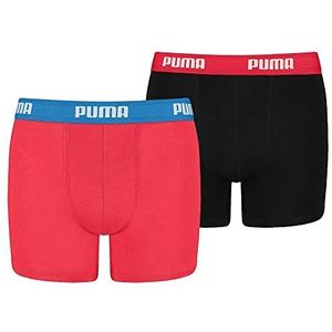 PUMA Basic boxershorts voor jongens (verpakking van 2 stuks), rood/zwart., 128 cm