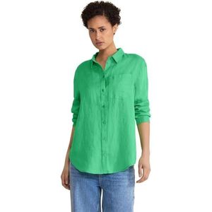 Street One Dames Ls_Solid Casual Shirt Collar Bl Shirt, Soft Grass Green, 36