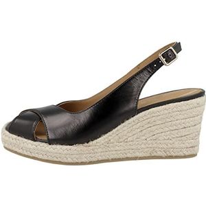 Geox Dames D PANAREA espadrille sleehak sandaal, zwart, 35 EU, zwart, 35 EU