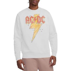ACDC Sketch Bolt Crew Sweatshirt, Wit, X-Large, Wit, XL