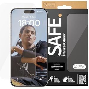 PanzerGlass SAFE. by ® Screen Protector iPhone 15 Pro | Ultra-Wide Fit
