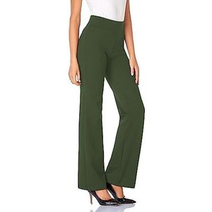 Tapata Dames 71cm/76cm/81cm/86cm Bootcut Stretch Broek Hoge Taille Dames Kantoorbroek Werkbroek Buikcontrole Lange Elegante Uitlopende Broek Casual Broek Yogabroek 81cm Olijf M