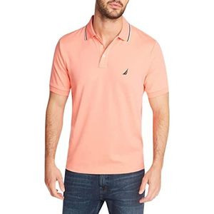 Nautica Heren klassieke pasvorm korte mouw dubbele getipt kraag poloshirt, Bleke koraal, 3XL