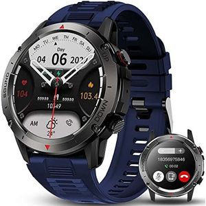 Smartwatch voor heren, 1,39 inch HD met oproep, Bluetooth, IP68 smartwatch, 100+ sportmodi, waterdicht, met activiteitstracker, SpO2, slaap, hartslag, stappenteller, weer, voor iOS Android, blauw