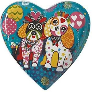 Maxwell & Williams Love Hearts Hartvormig Ontbijtbord met Hondenmotief, Porseleinen Gebaksbordje in Geschenkverpakking, Teal, 15,5 Centimeter