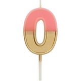 Folat 24210 Taartkaars retro cijfer/cijfer 0 roze - 5 cm verjaardagskaarsen voor verjaardag, verjaardagsdecoratie, voor kinderfeesten, bruiloften, bedrijfsfeesten, jubilea