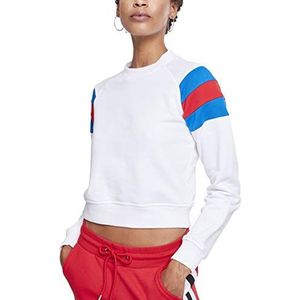 Urban Classics Dames Dames Sleeve Stripe Crew Sweatshirt, meerkleurig (White/Brightblue/Firered 01557), S
