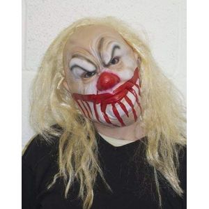 The Rubber Plantation TM 619219290500 Smiley Killer Clown Masker Halloween kostuum en blond pruik Horror Scary accessoires, uniseks, één maat