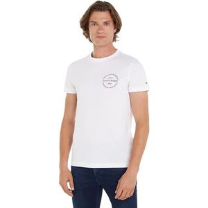 Tommy Hilfiger Heren Hilfiger Roundle Tee S/S T-shirts, wit, XL, Wit, XL