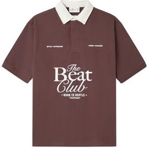 Springfield El Beat Club Relaxó El SS Rugby Polo, 100% Bci-katoen, wijnrood, XS