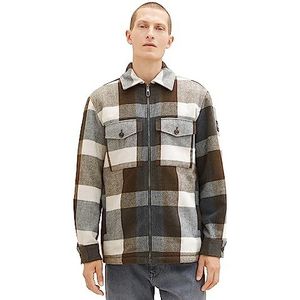 TOM TAILOR Flanel geruit herenjack met teddybont in binnenvoering, 32531-beige tonal check, XL