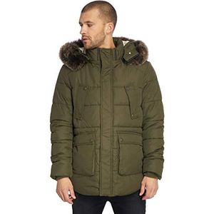 Urban Classics Heren Faux Fur Hooded Jacket Jacket, groen (Dark-olive 00551), L