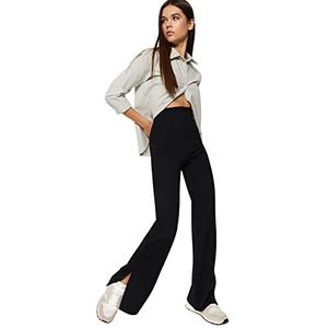 Trendyol Dames hoge taille wijde pijpen flare broek broek, Zwart, XL
