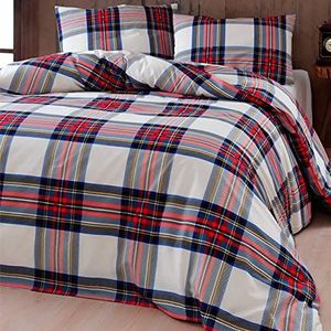 Dekbedovertrek Voor Eenpersoonsbed, Schotse Tartan, Natuurlijke Kleur (Natuur)