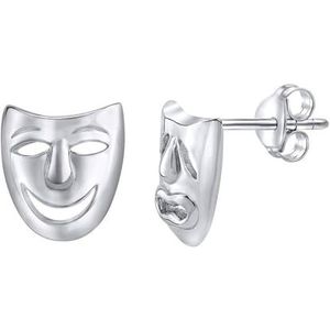 Oorstekers theatermaskers van 925 sterling zilver gerhodineerd