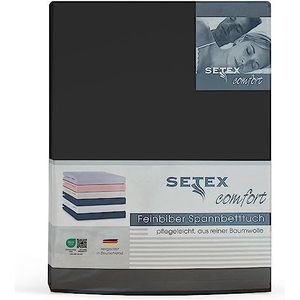 Setex - Fijn flanellen laken met elastiek, behaaglijk zacht, flanel hoeslaken van 100% katoen met elastiek rondom, beddengoed het hele jaar door, laken 90 x 200 cm, zwart