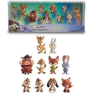Disney 100 - Furry Friendship Pack, verzamelspeelgoed met Disney-personages, bevat 8 verschillende figuren, 100% officieel gelicentieerd product, 12 om te verzamelen, 3 jaar, beroemd (DED16400)