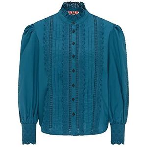 myMo ROCKS Dames hemdblouse, petrol, S, petrol, S