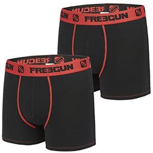 FREEGUN Ondergoed voor jongens, aangenaam, boxershorts voor jongens, luchtig netweefsel, ultrazacht (set van 2), zwart-rood, 10/12 jaar, P1., 10-12 Jaar