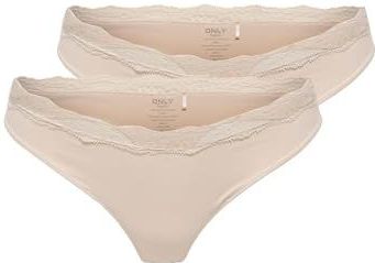 ONLY Onlvicky Lace Thong 2-Pack Acc, Peach Taffy, S (2-pack) dames, perzik taffy, S