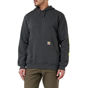 CA82A Carhartt sweatshirt met capuchon, middelzware mouwen en logo voor heren, Carbon Heather, XS