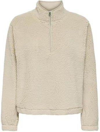 ONLY - Onlnew Dallas L/S Highneck Zip Swt - Sweatshirt - Pumice Stone - Dames