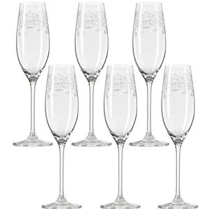 Leonardo Chateau 035302 Champagneglazen, set van 6, vaatwasserbestendige Prosecco-glazen, champagnekelk met getrokken steel, champagneglas met gravure, 200 ml