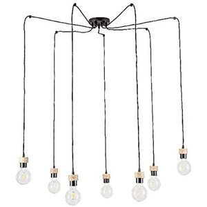 Homemania HOMBR_0091 Mako-hanglamp, plafondlamp, hout, metaal, zwart, 15 x 15 x 150 cm