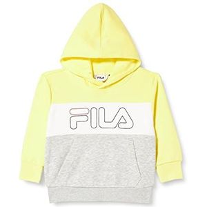 FILA Unisex Kids Sunrise Blocked Logo capuchontrui, Limelight-Light Grey Melange-Bright White, 122/128, Limelight-lichtgrijs gemêleerd helder wit