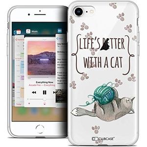 Caseink - Beschermhoes voor Apple iPhone 8 (4.7) [Crystal Beschermhoesje Case Gel HD Collectie Quote Design Life's Better with a Cat - Flexibel - Ultra Thin - Gedrukt in Frankrijk]