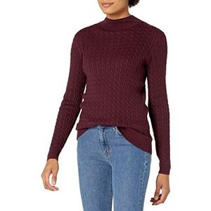 Amazon Essentials Klassieke pasvorm lichtgewicht kabel lange mouwen mockneck trui bordeaux, XL