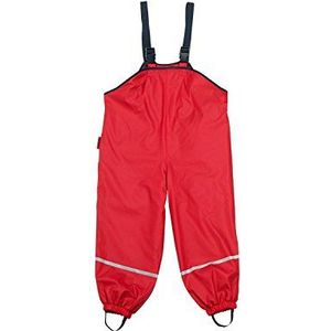 Playshoes Regentuinbroek voor kinderen, wind- en waterdichte modderbroek met fleecevoering, rood, 116 cm