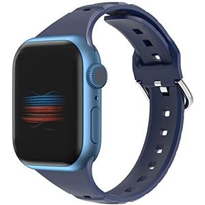 Compatibel met Apple Watch armband 42 mm 44 mm 45 mm, sportieve siliconen reservearmband compatibel met Apple iWatch Series 7/SE/6/5/4/3/2/1, voor dames en heren (marineblauw)