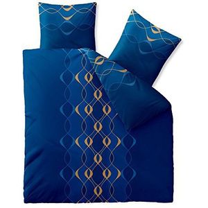 CelinaTex Fashion beddengoed 200 x 220 cm 3-delig katoen Leah Golven Blauw Goud