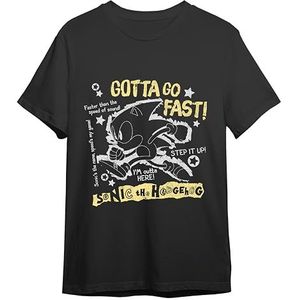 Comic Studio Sonic T-shirt, officieel gelicentieerd product, Sonic The Hedgehog, bedrukt, uniseks, zwart, XXL, Zwart, XXL