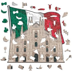 Iconic Puzzles, Kathedraal van Milaan, 100% eco-duurzame houten puzzel, maat S, 150 stukjes
