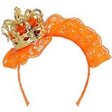 Boland 61829 - haarband koningin, goud-oranje, uniseks, kroon met kant, tiara, Nederland, fanartikel, voetbal, EM, WM, carnaval, themafeest