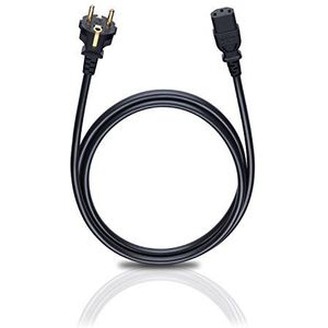 Oehlbach Powercord C13 / 500 - netsnoer met geaarde stekker en koppeling voor koude apparaten - VDE-getest, zeer flexibel, uitstekende contactveiligheid - 5 m - zwart