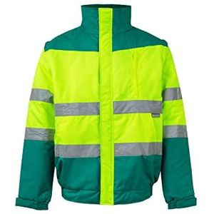 Velilla 161; Tweekleurige gewatteerde jas;, groen en neongeel, 3XL