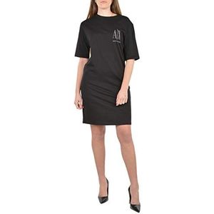 Armani Exchange Dames Studded Icon Logo T-shirt Casual Jurk, zwart/studs, XS